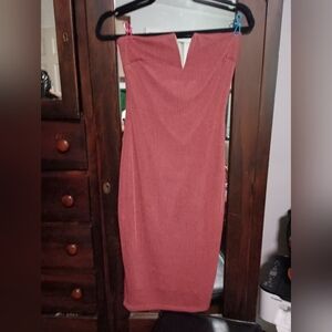 Blush Red Strapless Spaghetti Strap Dress_Small